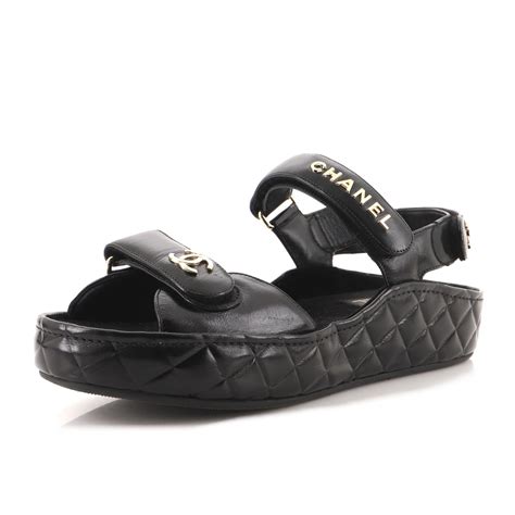 black chanel velcro sandals|black chanel slides.